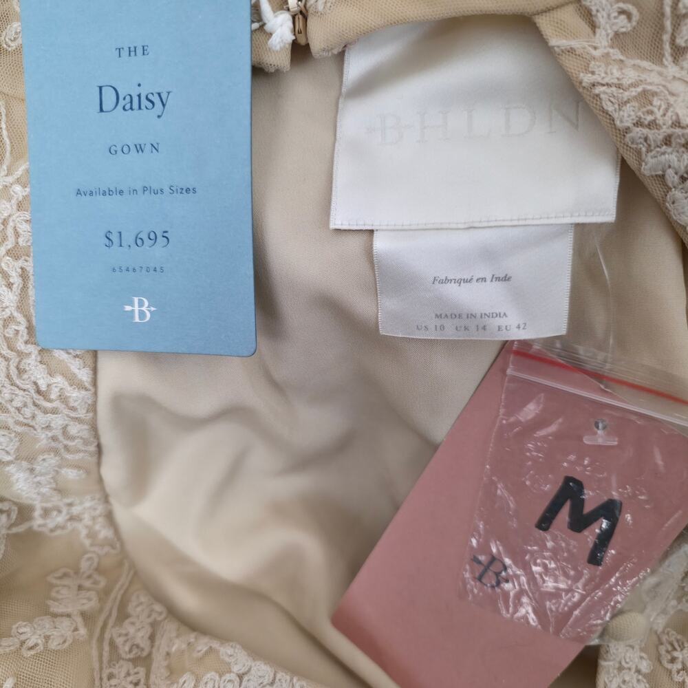 BHLDN Daisy Lace Halter Open Back Wedding Gown Champagne 10 NWT PRICE DROP - Picture 14 of 16